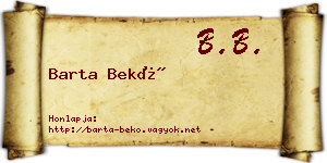 Barta Bekő névjegykártya